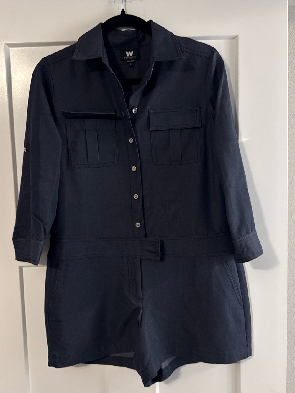 W by Worth Navy Utility Romper with Chest Pockets